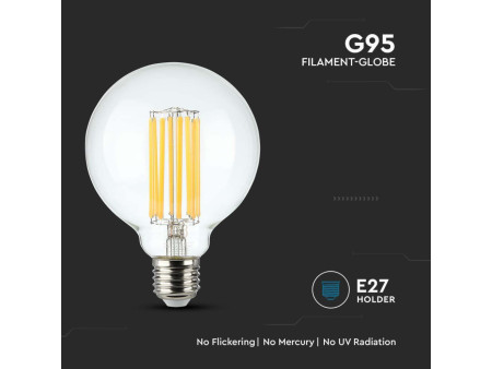 SKU 212803 VT-2338 V-TAC Lampadina LED E27 18W 140LM/W G95 Filamento 3000K