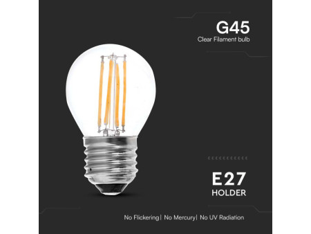 SKU 212843 VT-2366 V-TAC Lampadina LED E27 6W 100LM/W G45 Filamento 4000K