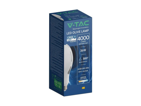 SKU 21285-6 VT-240 V-TAC PRO Lampadina LED Chip CREE E27 36W 110LM/W Oliva 6500K