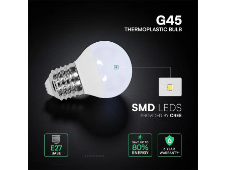 SKU 2142076 VT-1830 V-TAC PRO Lampadina LED Chip CREE E27 3,7W G45 6500K