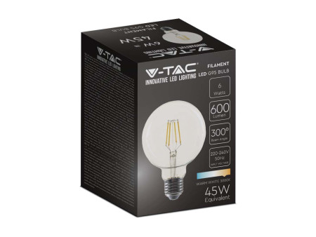 SKU 214305 VT-1993 V-TAC Lampadina LED E27 6W G95 Filamento 3000K