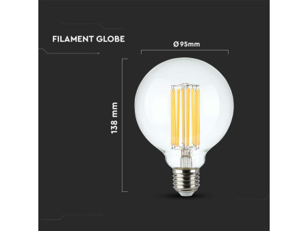 SKU 214305 VT-1993 V-TAC Lampadina LED E27 6W G95 Filamento 3000K