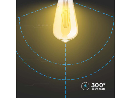 SKU 214362 VT-1966 V-TAC Lampadina LED E27 6W ST64 Filamento Ambrato 2200K