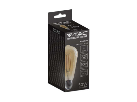 SKU 214421 VT-1968 V-TAC Lampadina LED E27 8W ST64 Filamento Ambrato 2200K