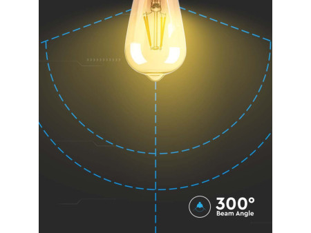 SKU 214421 VT-1968 V-TAC Lampadina LED E27 8W ST64 Filamento Ambrato 2200K