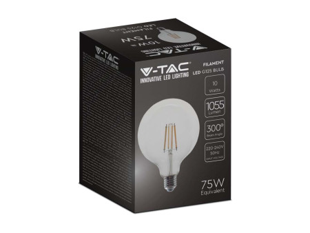 SKU 214424 VT-1979-N V-TAC Lampadina LED E27 10W G125 Filamento 6500K