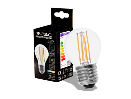 SKU 214428 VT-1980 V-TAC Lampadina LED E27 4W G45 Filamento 6500K