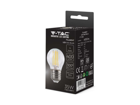 SKU 214428 VT-1980 V-TAC Lampadina LED E27 4W G45 Filamento 6500K