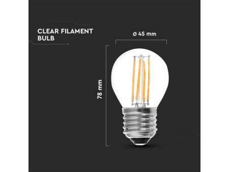 SKU 214428 VT-1980 V-TAC Lampadina LED E27 4W G45 Filamento 6500K