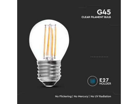 SKU 214428 VT-1980 V-TAC Lampadina LED E27 4W G45 Filamento 6500K