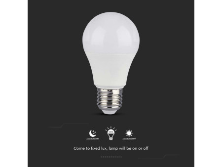 SKU 214459 VT-2016-N V-TAC Lampadina LED E27 8.5W A60 con Sensore Crepuscolare 3000K