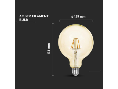 SKU 214473 VT-1956 V-TAC Lampadina LED E27 6W G125 Filamento Ambrato 2200K
