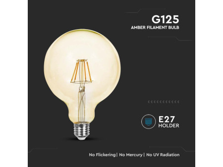 SKU 214473 VT-1956 V-TAC Lampadina LED E27 6W G125 Filamento Ambrato 2200K