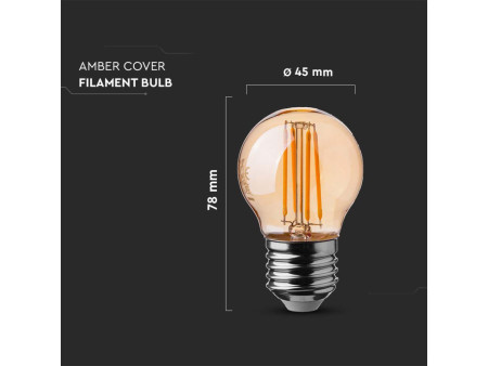 SKU 217100 VT-1957 V-TAC Lampadina LED E27 4W G45 Filamento Ambrato 2200K