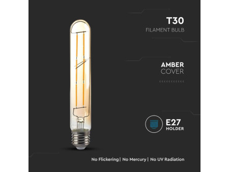 SKU 217143 VT-2006-N V-TAC Lampadina LED E27 6W 100LM/W T30 Filamento Ambrato 2200K
