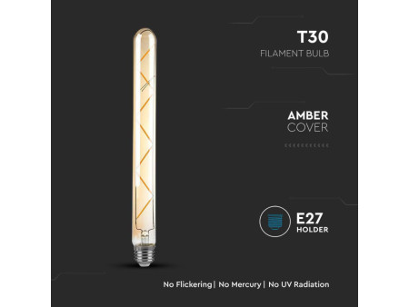 SKU 217144 VT-2008-N V-TAC Lampadina LED E27 7W 100LM/W T30 Filamento Ambrato 2200K