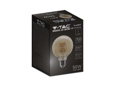 SKU 217145 VT-2019-N V-TAC Lampadina LED E27 8W G95 Filamento Ambrato 2200K