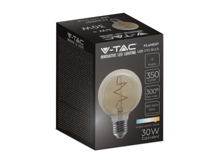SKU 217146 VT-2024-N V-TAC Lampadina LED E27 4W G95 Filamento Ambrato 2200K