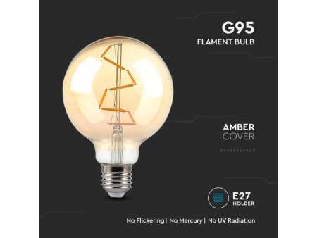 SKU 217146 VT-2024-N V-TAC Lampadina LED E27 4W G95 Filamento Ambrato 2200K