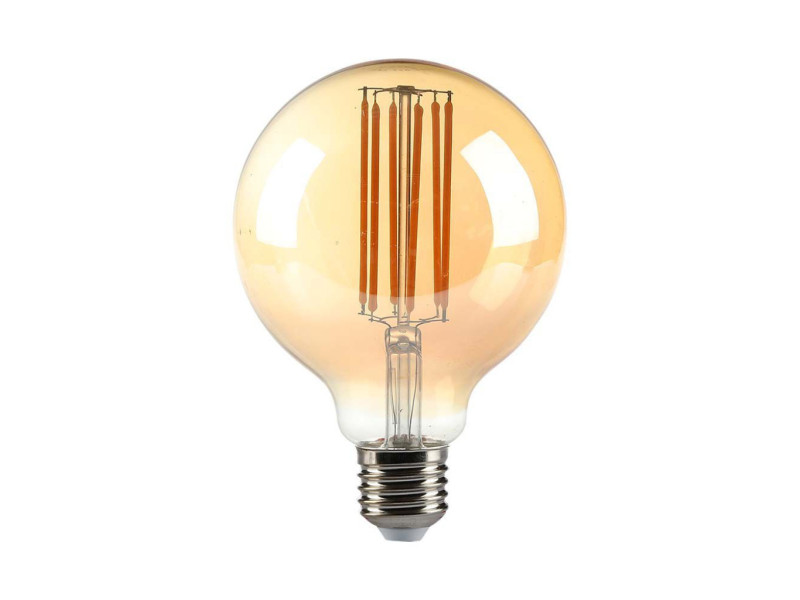 SKU 217147 VT-2027 V-TAC Lampadina LED E27 7W 100LM/W G95 Filamento Ambrato 2200K