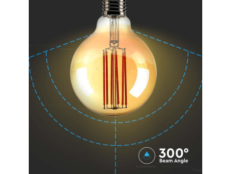 SKU 217147 VT-2027 V-TAC Lampadina LED E27 7W 100LM/W G95 Filamento Ambrato 2200K