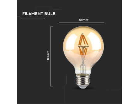 SKU 217148 VT-2004-N V-TAC Lampadina LED E27 4W G80 Filamento Ambrato 2200K