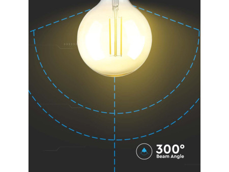 SKU 217155 VT-2018 V-TAC Lampadina LED E27 8W G125 Filamento Ambrato 2200K Dimmerabile