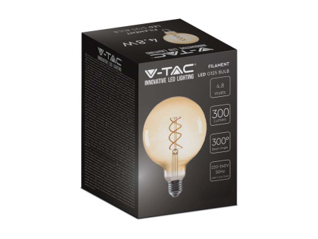 SKU 217216 VT-2085 V-TAC Lampadina LED E27 5W G125 Filamento Ambrato 1800K