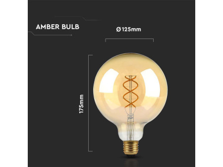 SKU 217216 VT-2085 V-TAC Lampadina LED E27 5W G125 Filamento Ambrato 1800K