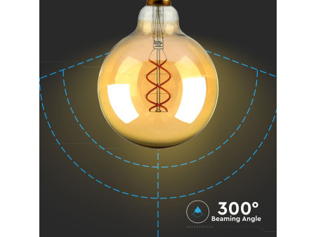 SKU 217216 VT-2085 V-TAC Lampadina LED E27 5W G125 Filamento Ambrato 1800K