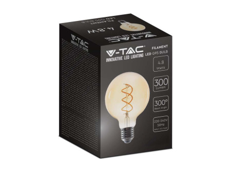 SKU 217217 VT-2075 V-TAC Lampadina LED E27 5W G95 Filamento Ambrato 1800K