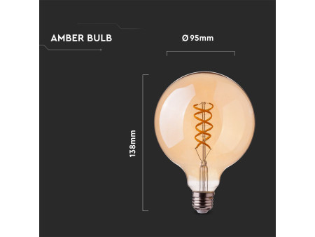 SKU 217217 VT-2075 V-TAC Lampadina LED E27 5W G95 Filamento Ambrato 1800K