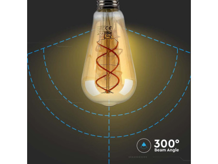 SKU 217218 VT-2065-N V-TAC Lampadina LED E27 5W ST64 Filamento Ambrato 1800K