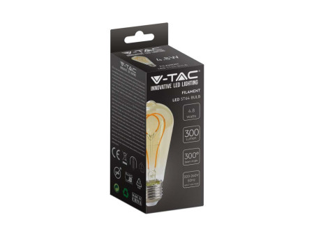 SKU 217220 VT-2066-N V-TAC Lampadina LED E27 5W ST64 Filamento Ambrato 1800K