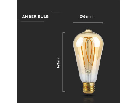 SKU 217220 VT-2066-N V-TAC Lampadina LED E27 5W ST64 Filamento Ambrato 1800K