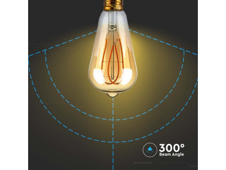 SKU 217220 VT-2066-N V-TAC Lampadina LED E27 5W ST64 Filamento Ambrato 1800K