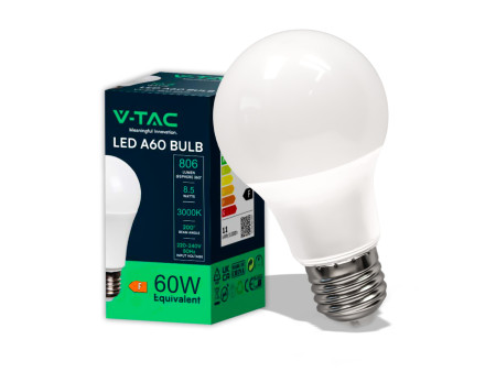SKU 217262 VT-2099 V-TAC Lampadina LED E27 8,5W A60 6500K