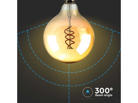 SKU 217328 VT-2126 V-TAC Lampadina LED E27 6W G125 Filamento Ambrato a doppio Spirale 1800K
