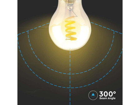 SKU 217335 VT-2154-N V-TAC Lampadina LED E27 4W 100LM/W A60 Filamento a Spirale Ambrato 1800K