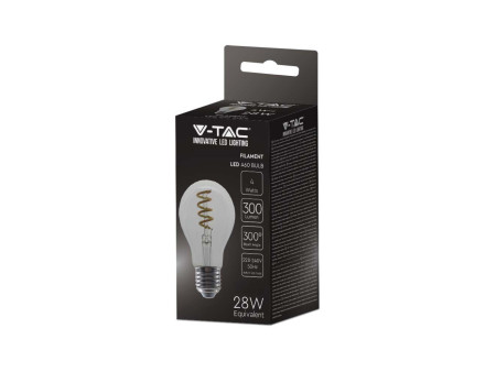 SKU 217336 VT-2164-N V-TAC Lampadina LED E27 4W 100LM/W A60 Filamento a Spirale 3000K