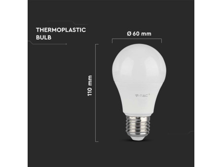 SKU 217354 VT-2113 V-TAC Lampadina LED E27 10,5W 100LM/W A60 6500K (Box 3 pezzi)