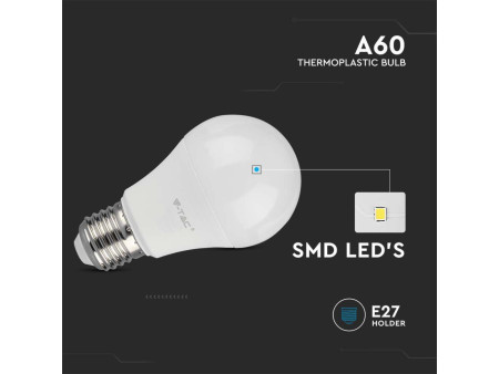 SKU 217354 VT-2113 V-TAC Lampadina LED E27 10,5W 100LM/W A60 6500K (Box 3 pezzi)
