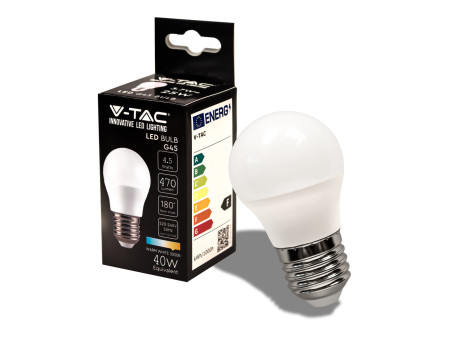 SKU 217409 VT-1879 V-TAC Lampadina LED E27 4,5W G45 6500K