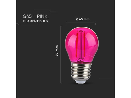 SKU 217410 VT-2132 V-TAC Lampadina LED E27 2W G45 Filamento Colore Rosa