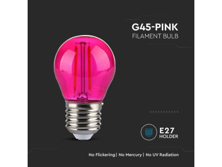 SKU 217410 VT-2132 V-TAC Lampadina LED E27 2W G45 Filamento Colore Rosa
