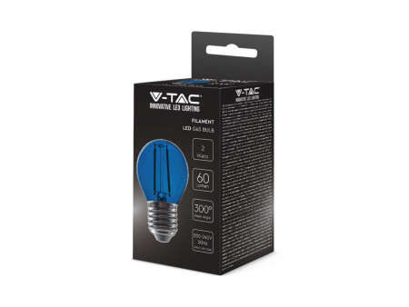 SKU 217412 VT-2132 V-TAC Lampadina LED E27 2W G45 Filamento Colore Blu