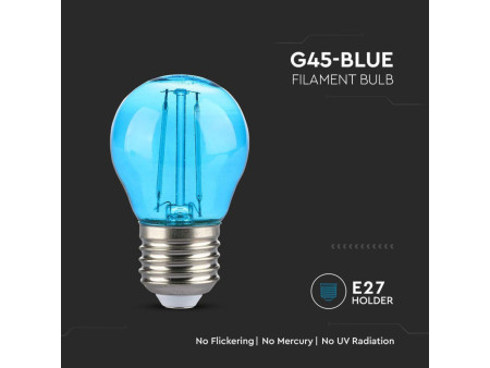 SKU 217412 VT-2132 V-TAC Lampadina LED E27 2W G45 Filamento Colore Blu