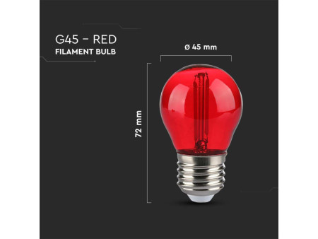 SKU 217413 VT-2132 V-TAC Lampadina LED E27 2W G45 Filamento Colore Rosso