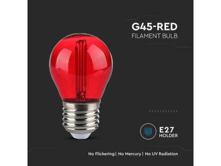 SKU 217413 VT-2132 V-TAC Lampadina LED E27 2W G45 Filamento Colore Rosso