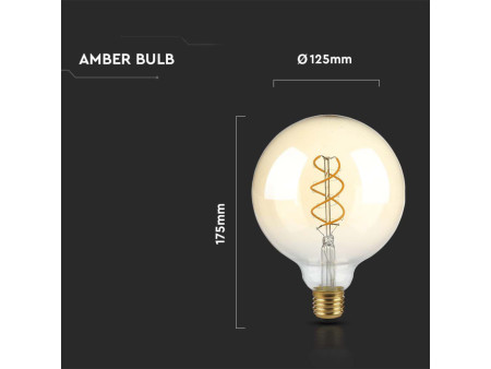SKU 217415 VT-2085 V-TAC Lampadina LED E27 5W G125 Filamento Ambrato 1800K Dimmerabile
